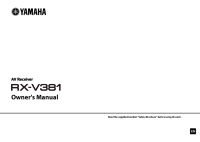 Yamaha RX-V381 - Owners manual 
